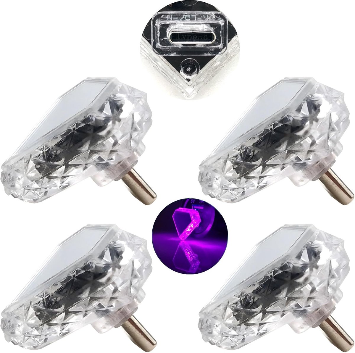 SnelShoppen - Ambient Light Type-C Triangle (Touch) Pink 4Pcs 5V/1A Kleine Noodverlichting voor Interieur, Geschikt voor Powerbanks en Auto's