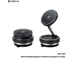 Remax RM-C51i - Telefoonhouder auto - Magnetisch - Draadloos laden 15W - Draaibaar - Zwart