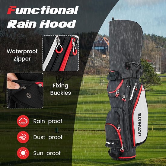Golftas Cartbag - Golfstandbag Golfclubtas - Golfbaan Organisatie - 14 Clubvakken - 128 cm - Zwart — afbeelding 2