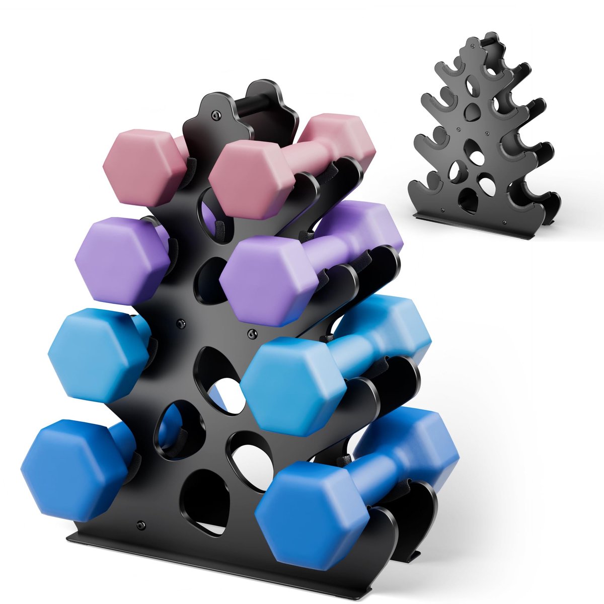 Dumbbellrek voor Halters - Compact Gewichtrek voor Thuisfitness - Stevige Dumbbell Standaard voor Losse Gewichten - Ruimtebesparende Halteropslag voor Home Gym en Fitnessruimte