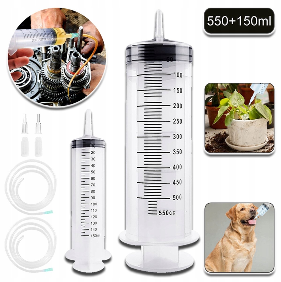 Spuitenset Met Grote Capaciteit (150 ml En 550 ml) - Nauwkeurige Dosering Flexibele Slang - Voor Wetenschappelijk Onderzoek Planten Besproeien En Huisdierverzorging