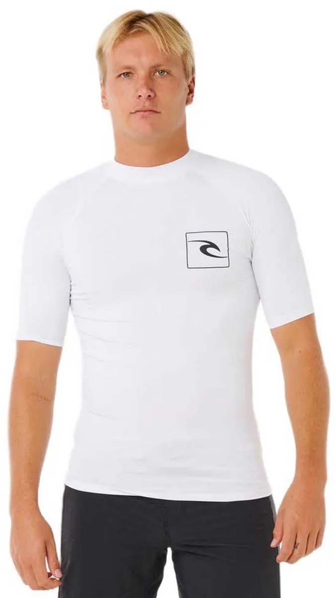 Rip Curl Streamline Upf Korte Mouw Rash Guard Man Wit