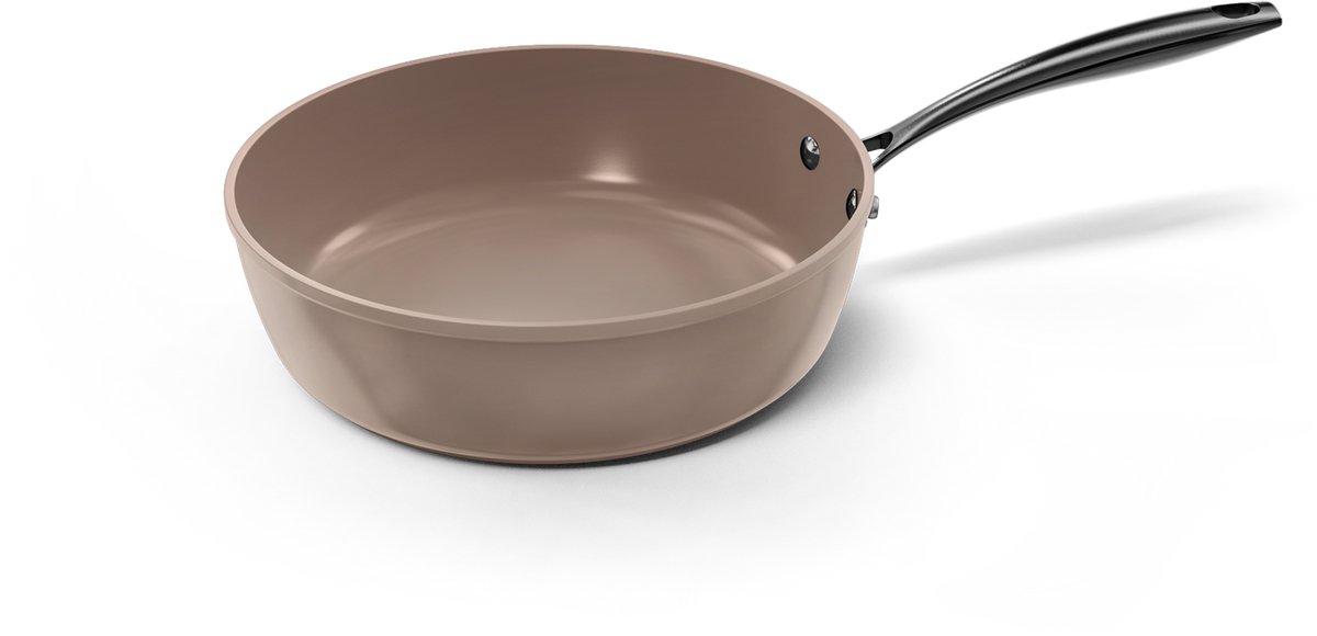 Cook & Pan - Taupe of Mind Hapjespan 28 cm - PFAS vrij - Inductie Keramisch - Non stick - 7 jaar garantie - Taupe