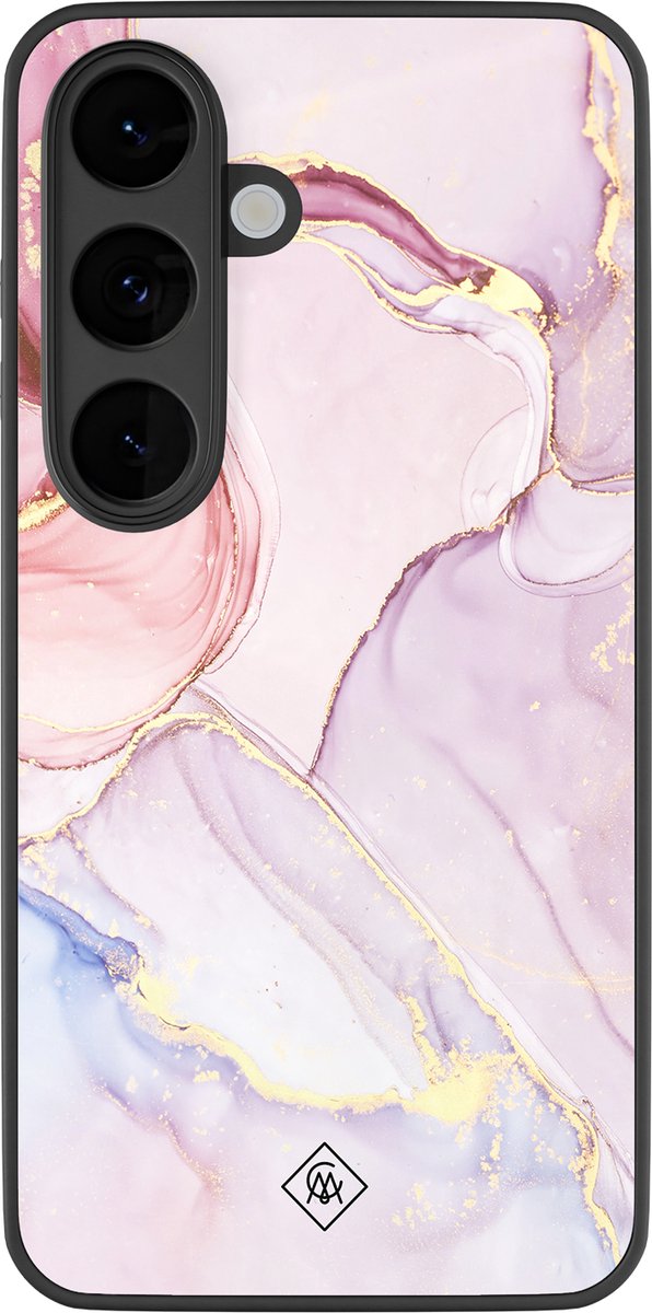 Casimoda® hoesje - Geschikt voor Samsung Galaxy S26 - Marmer roze paars - Luxe Hard Case Zwart - Backcover telefoonhoesje - Paars
