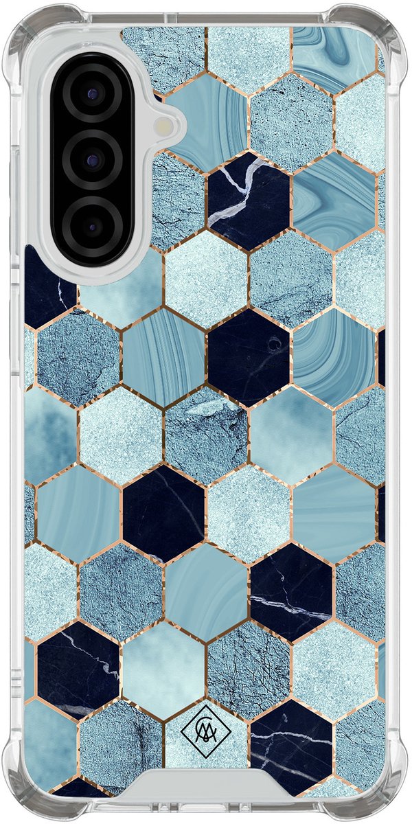 Casimoda® hoesje - Geschikt voor Samsung Galaxy A37 - Blue Cubes - Shockproof case - Extra sterk - TPU/polycarbonaat - Blauw, Transparant