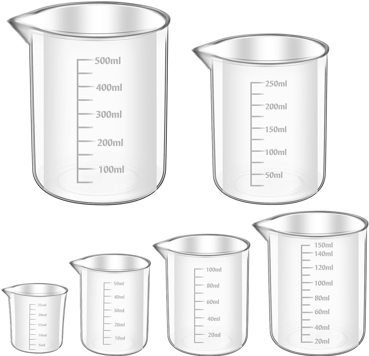 Solidchoice - Set van 6 Maatbekers voor Precisie met Schaalverdeling