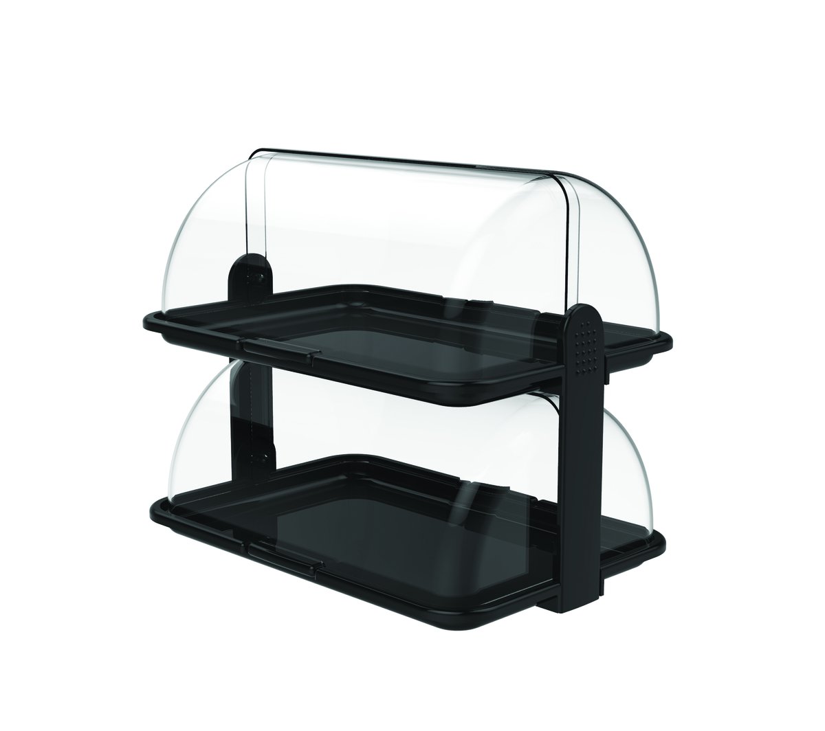 Biesse L179-03 Polybox – Dubbele Buffetvitrine – Vitrine – 2-Laags Multifunctionele Kaas- en Brooddoos – 47 x 32 x 42cm - Kunststof – Zwarte bodem