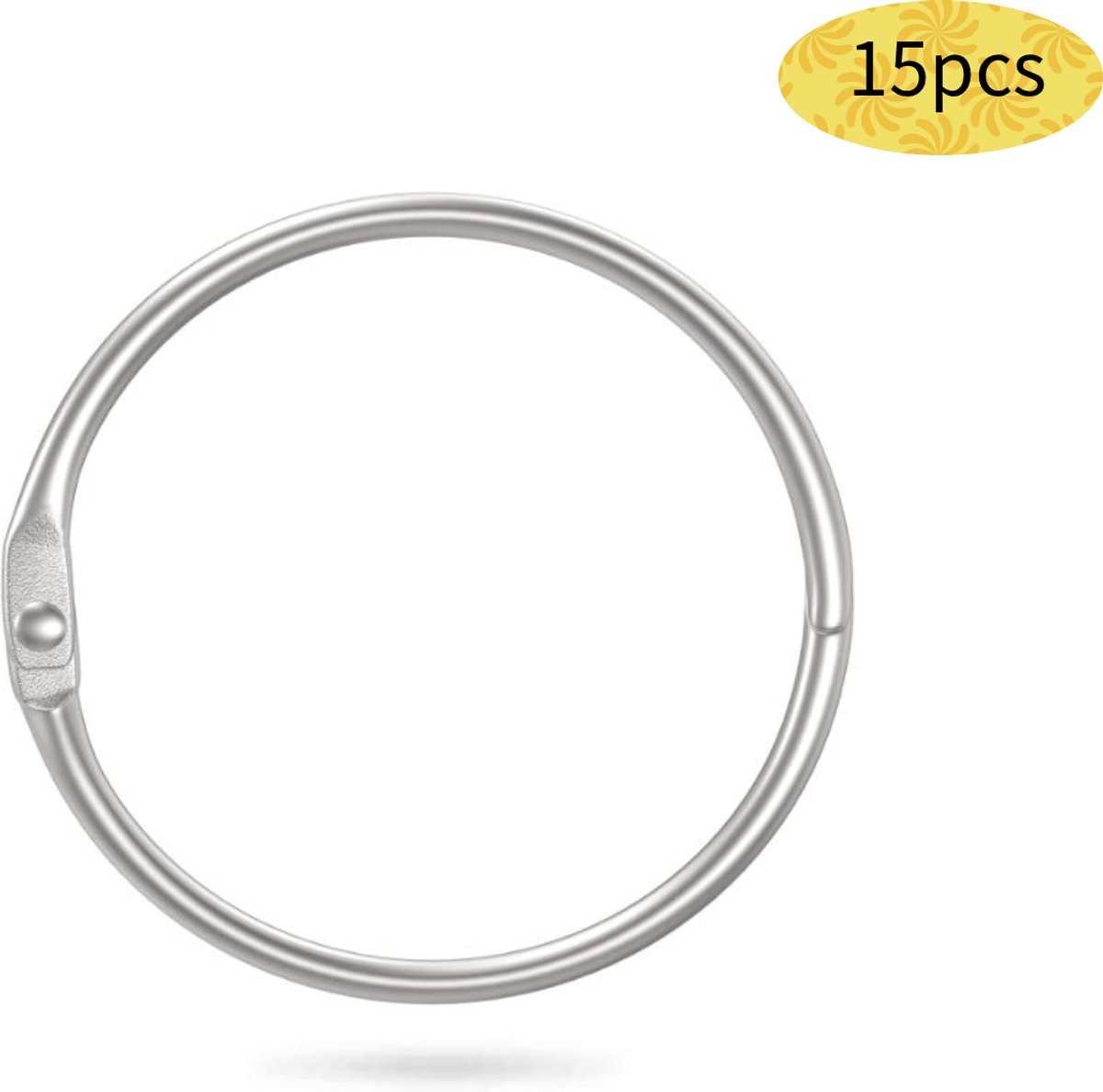 Set van 15 stalen ringen (5 cm) voor losbladige documenten – Duurzame ringen voor indexkaarten, flashcards, bonnetjes, memo's, foto's en documenten; ideaal voor organisatie op kantoor, op school en thuis.