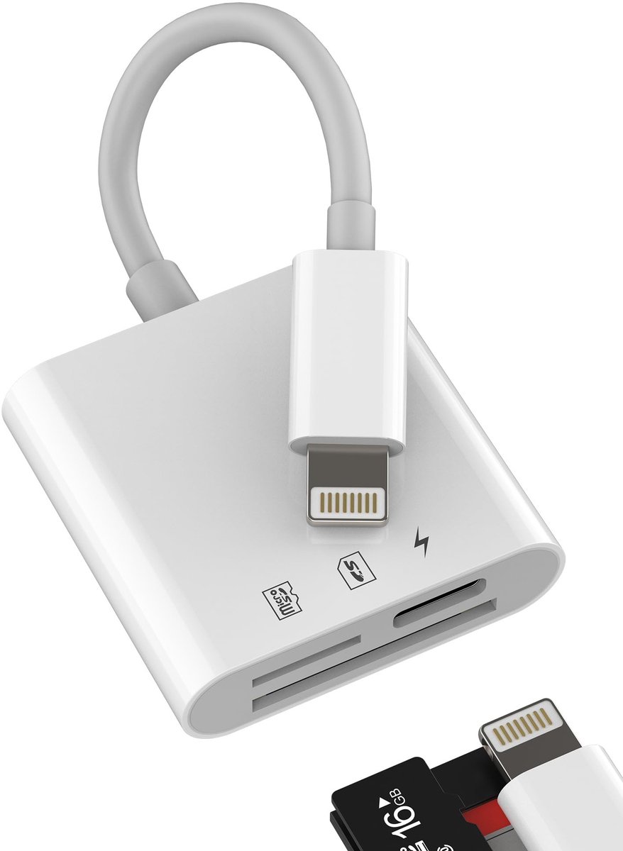 Solidchoice - TF SD Kaartlezer Oplader Adapter (3in1) voor iPhone en iPad