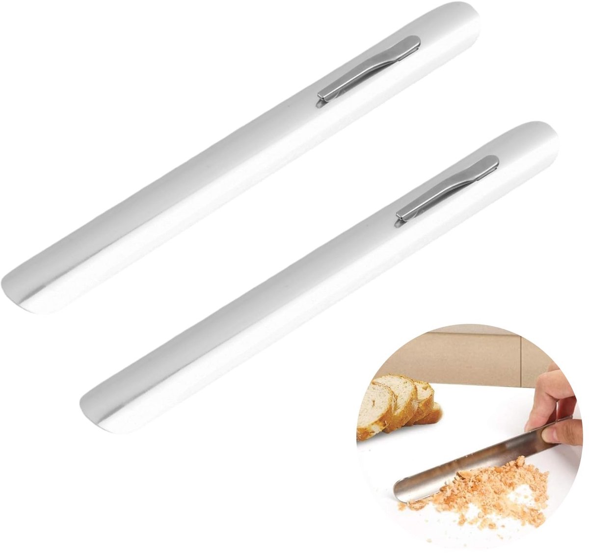 Solidchoice - Set van 2 Gebogen Kruimelverzamelaars van Roestvrij Staal