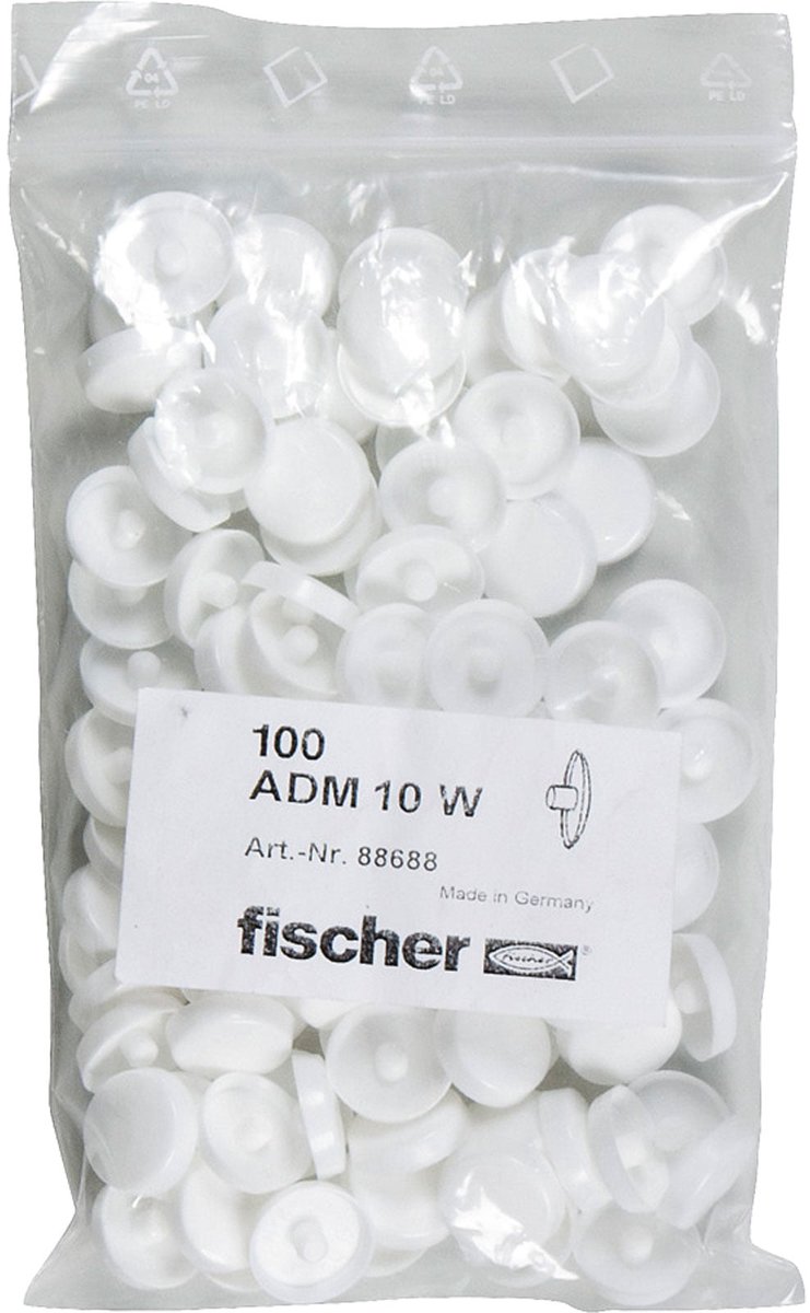 Fischer 100x afdekkap ADM 10 W wit - 088688