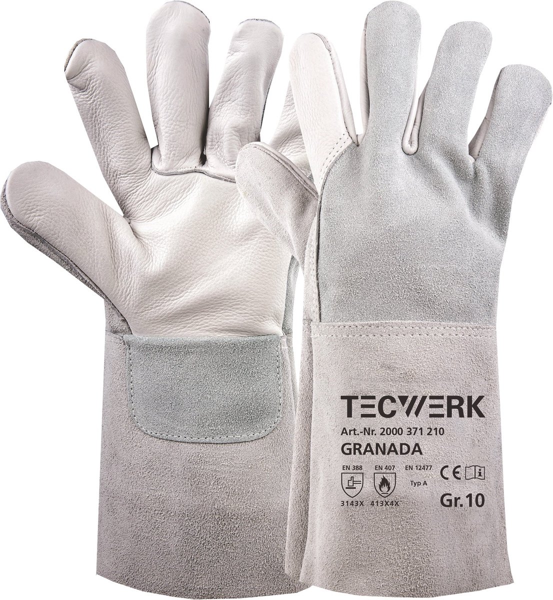 Lasthandschoenen Granada maat 10 grijs EN 388/407/12477 6PA TW