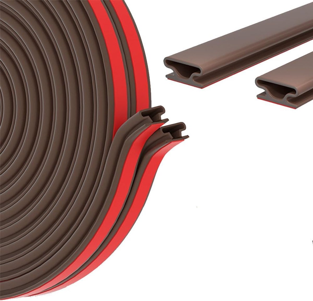 6 m bruine D-vormige rubberen weerstrippen - deurraamafdichtingsstrip - zelfklevende weerstrip - geluiddicht - winddicht - waterdicht - anti-botsing - tochtstopper isolatietape voor deurkozijn en spleten