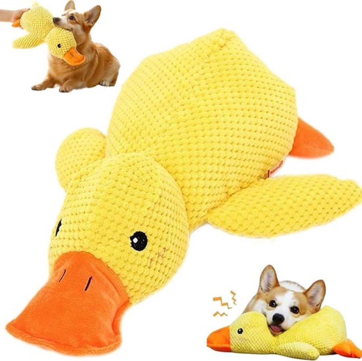 Pluche Anti-Stress Eend Speelgoed voor Honden – Schattig en Geluidmakend Speeltje voor Kleine, Middelgrote en Grote Honden