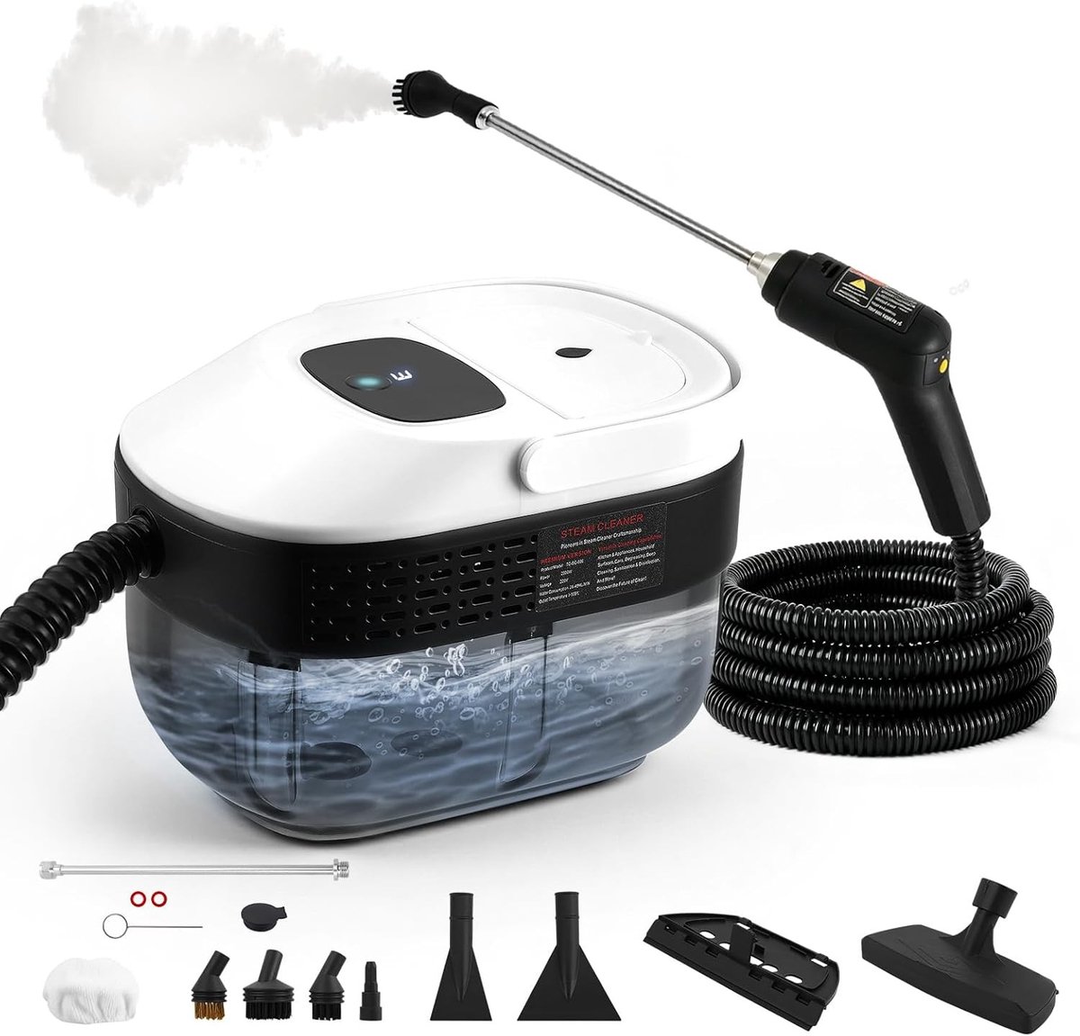Handstoomreiniger - Wit - 2500 W - Draagbare Stoomreiniger met Groot Waterreservoir - Voor Huishoudelijk Gebruik