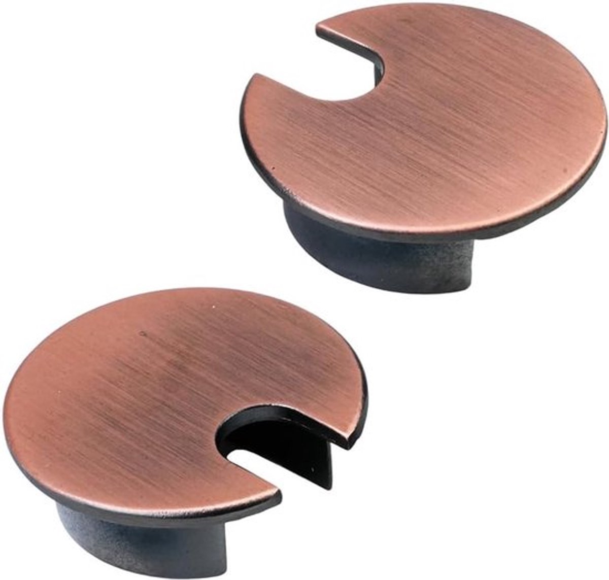 2 Stuks Kabeldoorvoer 35mm Metaal met Rubber, Ronde Kabelgat Deksel voor Kabelbeheer op Bureau en Werkblad, Eenvoudige Montage in Antiek Rood Brons