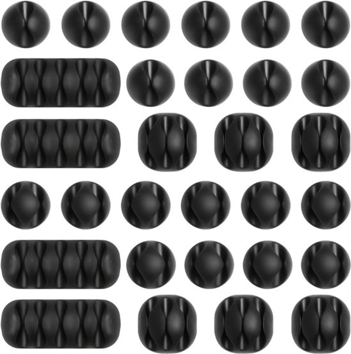 Zelfklevende Kabelclips Set voor Organisatie van Kabels, Oplaadkabels en Audiokabels - 30 Stuks Zwart