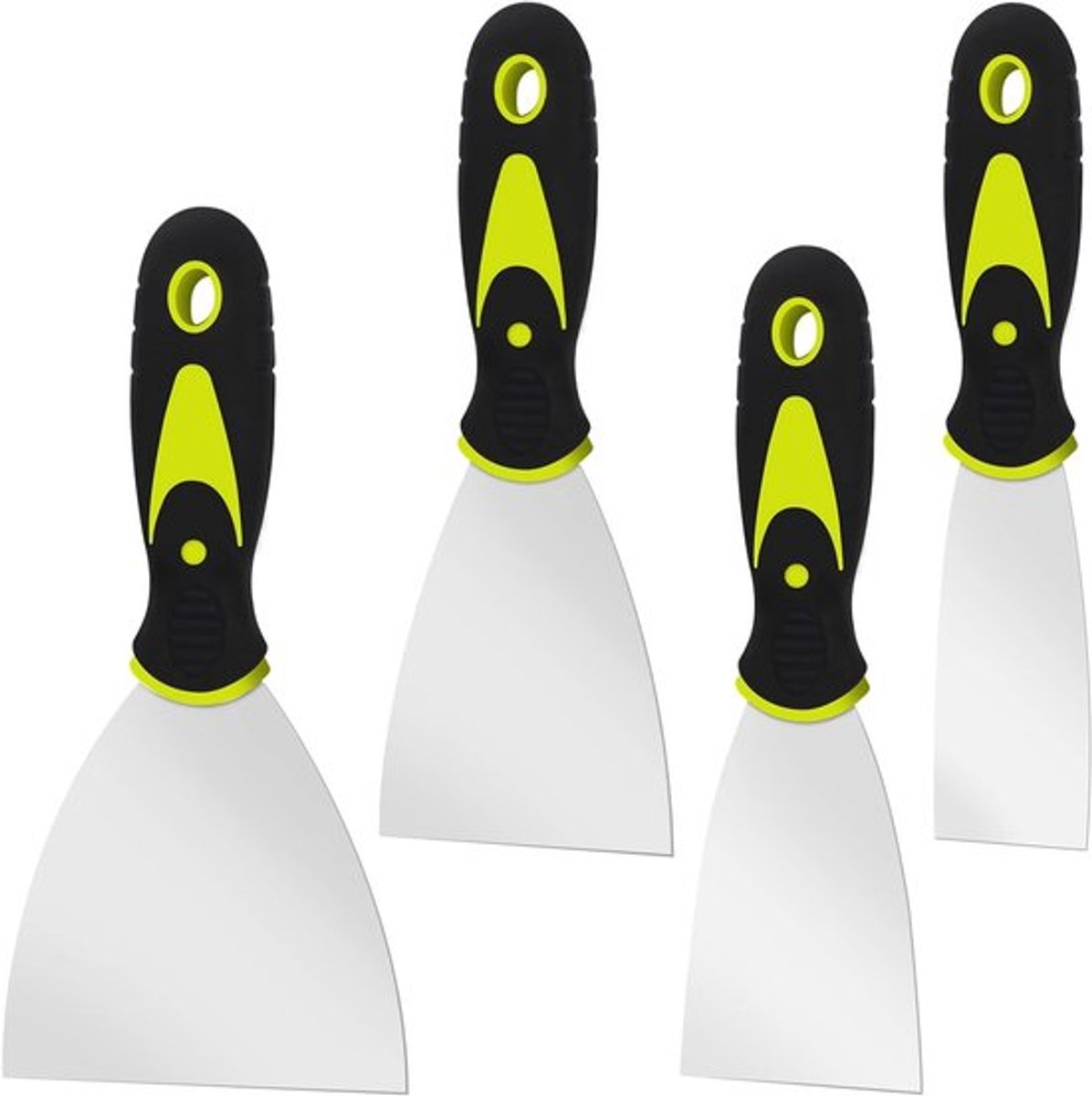 Set van 4 Putty Knives en Spatula's van RVS voor Schilderen, Plamuren en Wandafwerking (3.8cm, 6.3cm, 10cm Breed)