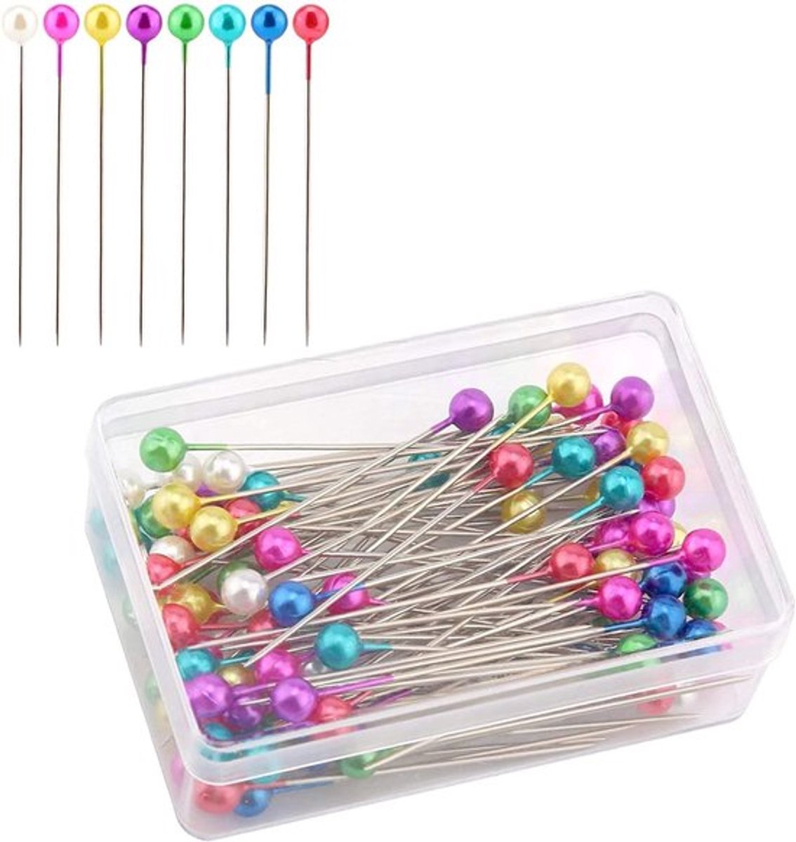 100 Stuks 4CM Naalden met Plastic Bolkop voor Quilten, Sieraden en Creatieve DIY Projecten