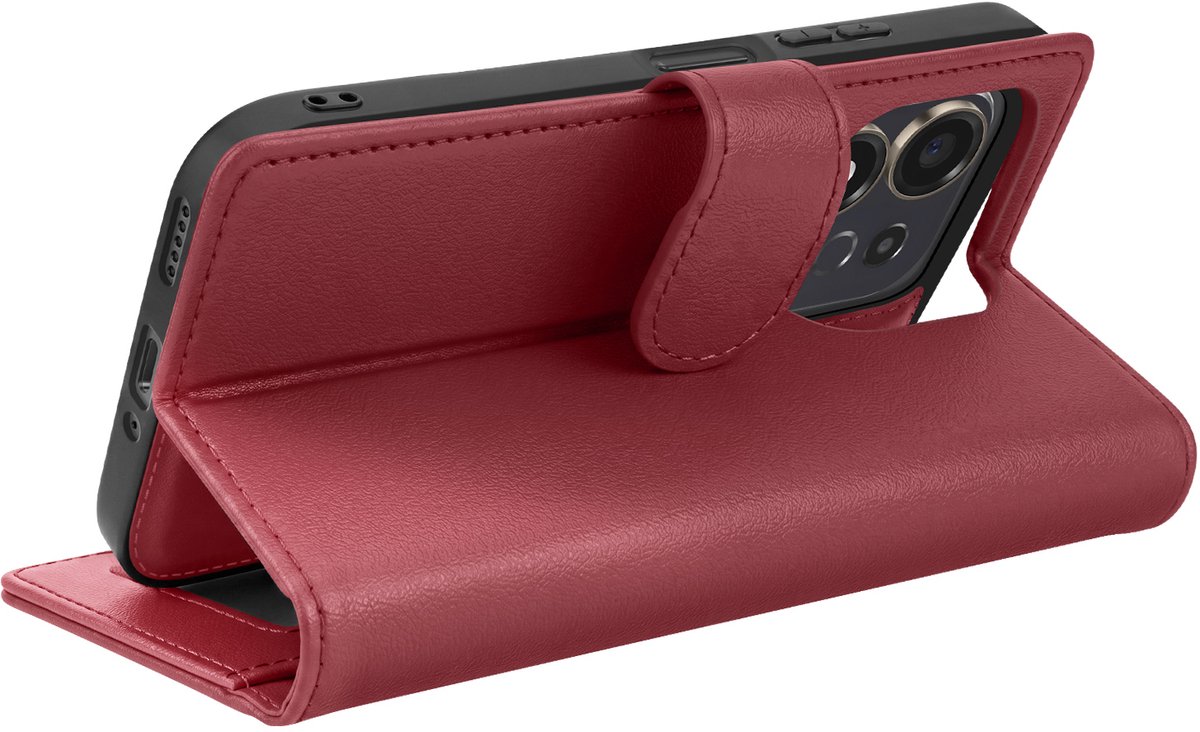Mayaxess, 2-in-1 Portemonnee Hoesje voor Honor 600 Smart Anti-RFID met Afneembare Case, Rood