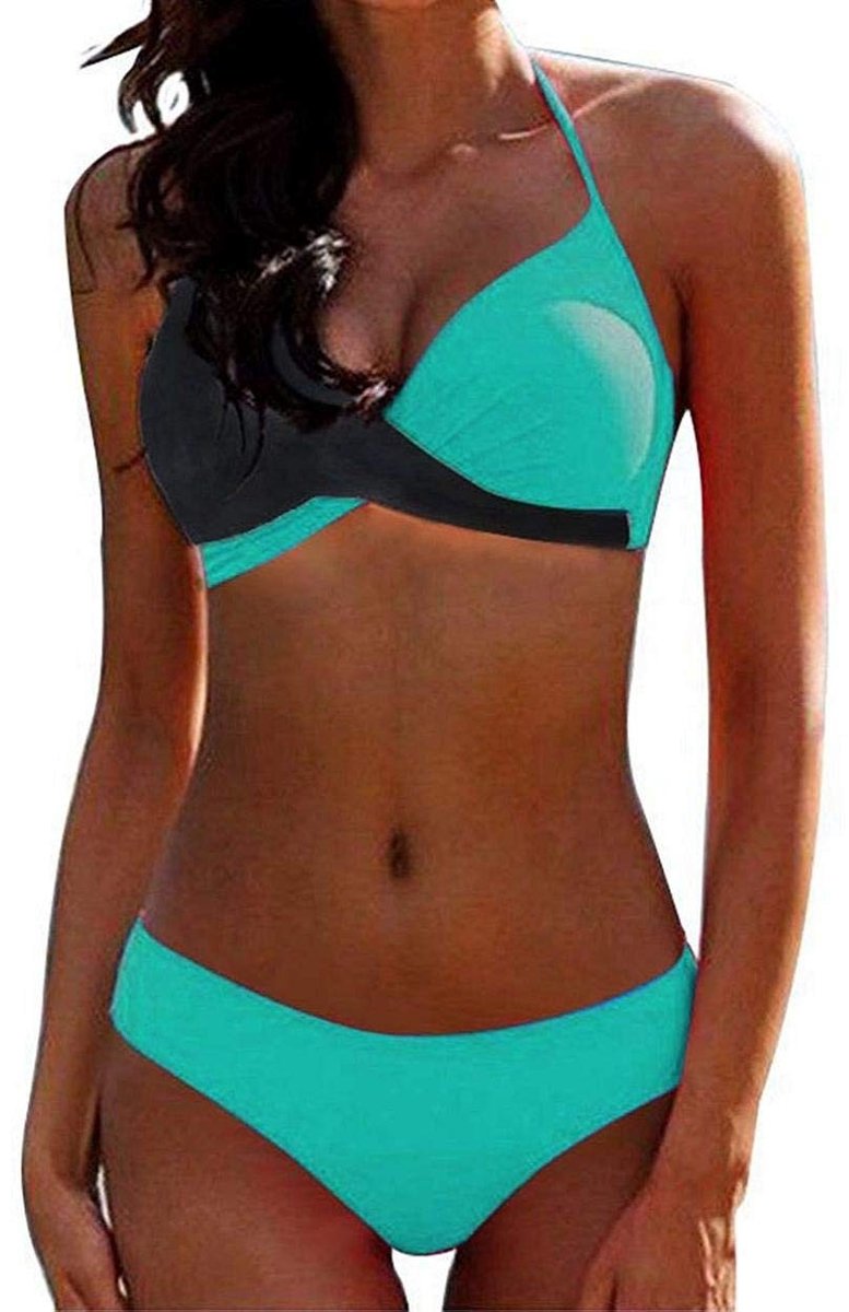 Solidchoice - Dames Bikini-set met Sexy Haltertop en Plus Size Optie in Groen