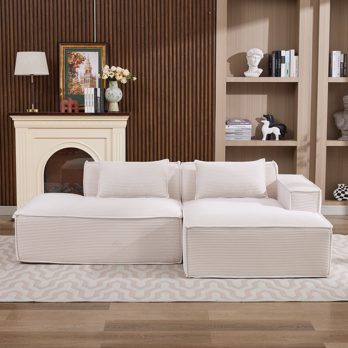 2-Zits Bank - Moderne Stoffen Lounge Sofa 235 cm - Comfortabele Bank Met Zachte Kussens En Opbergtas - Compacte Sofa Voor Kleine Woonkamer Appartement Kantoor - Minimalistisch Design