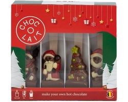 Kerstpakket warme chocolademelk MoMe Choc-o-lait Spoon+ Christmas, 4 x 43 g