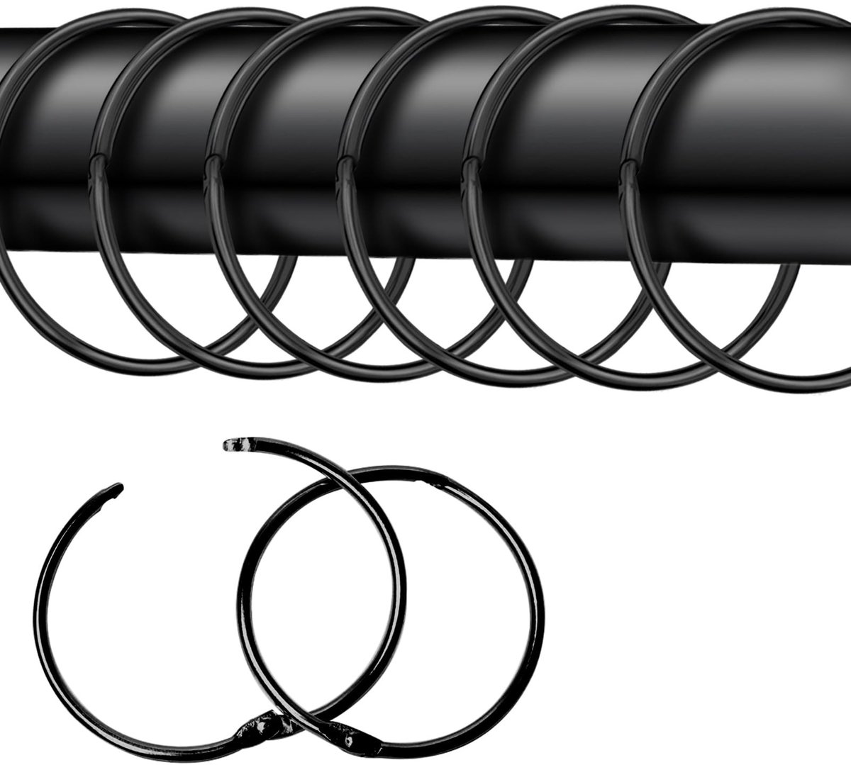 Solidchoice - 20 Stuks Gordijnringen - Metalen Klemmen voor Douchegordijn (Zwart)
