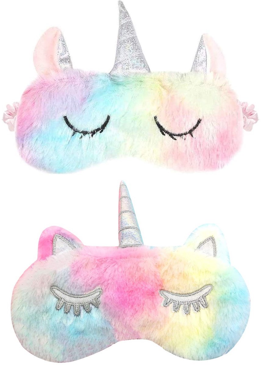 Solidchoice - Set van 2 Pluche Cartoon Oogmaskers voor Comfortabel Reisgebruik
