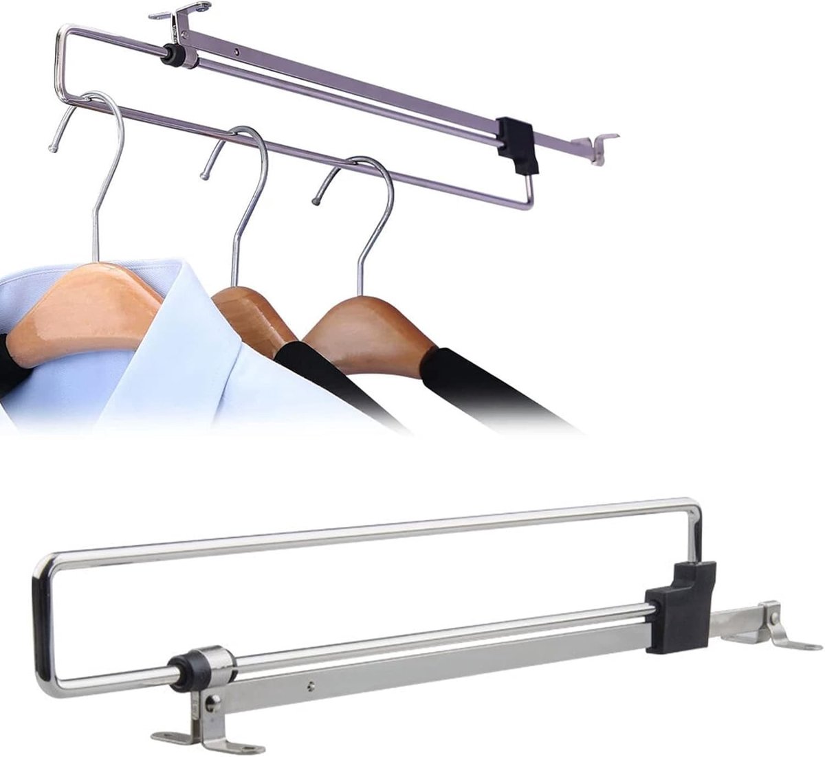 Solidchoice - Uittrekbare Kledingrail van RVS voor Kasten