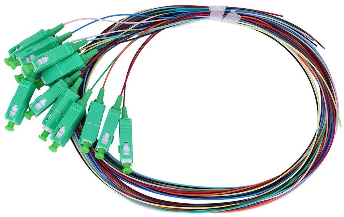 Solidchoice - 12-Core Fiber Pigtail - Hoge snelheid - 1,5 Meter - Kleurgecodeerd - Glasvezel verbinding - Geschikt voor netwerkcommunicatie - 850nm