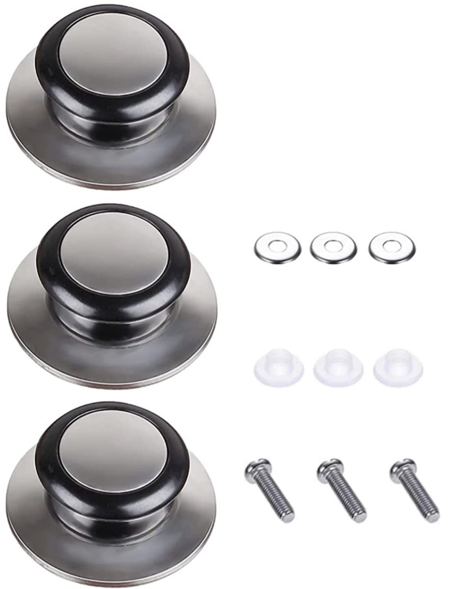 Solidchoice - Set van 3 Pan Deksel Handvatten van Glas en Roestvrij Staal