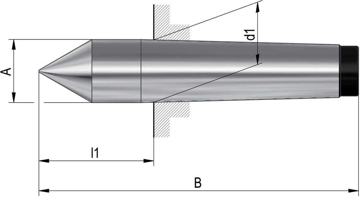 Röhm vaste centreerpunten, opname MK 6, DIN 806, volle punt materiaal: WS - 013718