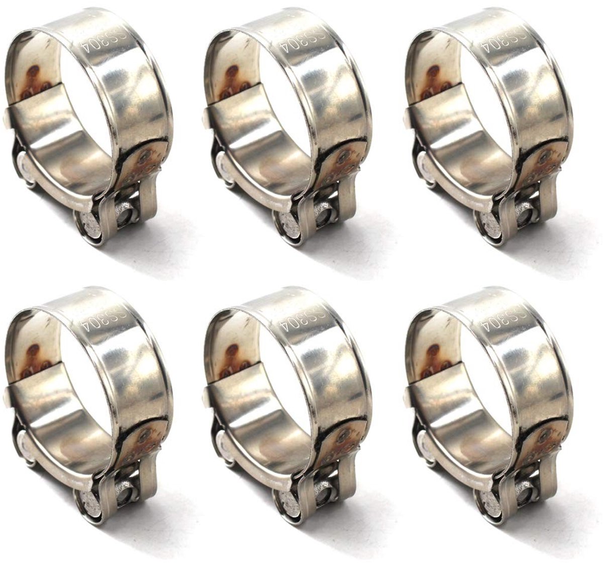 Solidchoice - Set van 6 RVS Slangklemmen (17-19 mm) voor Bevestiging