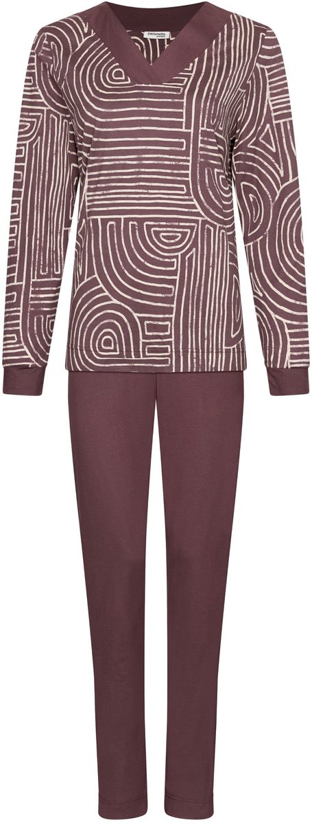Pastunette Premium - Lunar Lines - Pyjama - Katoen/Modal - Paars - Maat 54