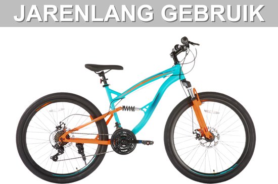 Mountainbike - Voor heren en dames / volwassenen - 21 versnellingen, volledige vering, dubbele schijfrem - 66 cm, blauw — afbeelding 4