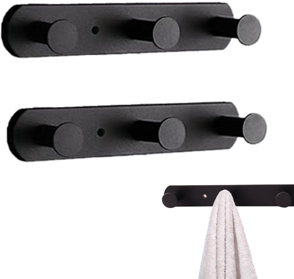Solidchoice - Set van 2 Zwarte Wandhangers voor Kleding en Accessoires