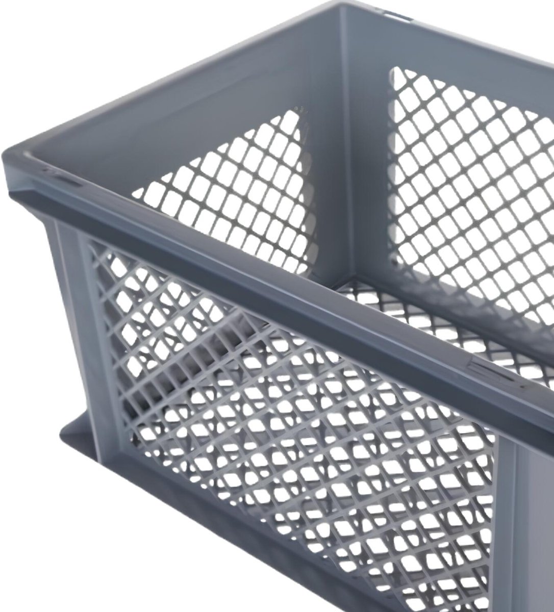 Bellatio Design opbergbox - 3x - opbergkrat - grijs - 40 x 30 x 22 cm - kunststof - open structuur - opbergers - kisten - garage/zolder