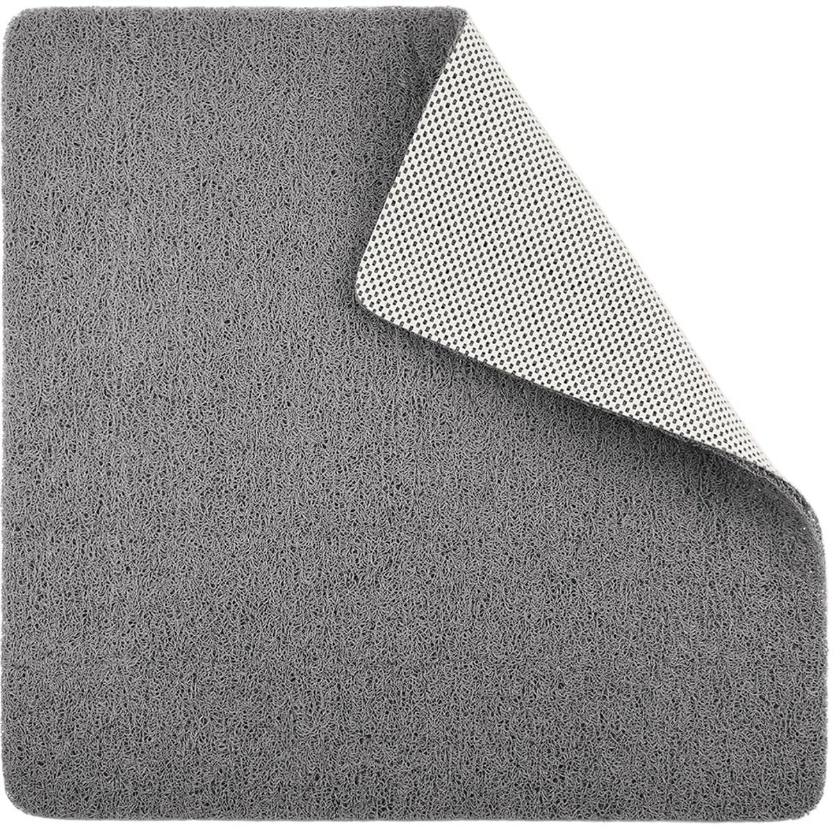 Luffa Douchemat 60 x 60 cm - Antislip Badmat van Zacht PVC - Schimmelbestendige & Wasbare Douchemat met Sneldrogend Ontwerp - Comfortabele Badkamermat voor Gladde Vloeren, Inloopdouche & Natte Ruimtes - Grijs