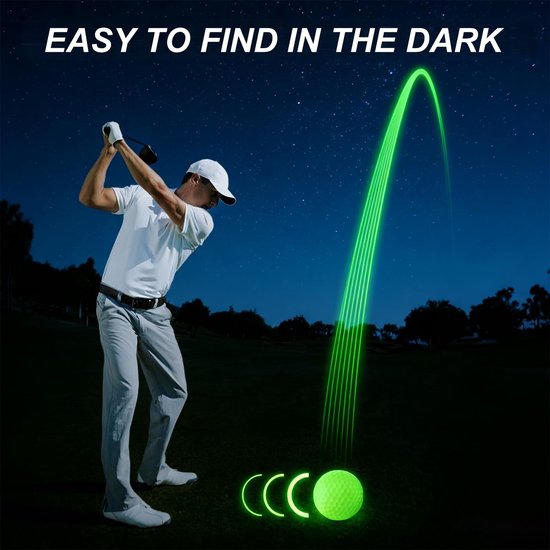 Golfballen - set van 3 stuks, glow in the dark, verlichting voor nachtelijk golfen van Merkloos — afbeelding 3