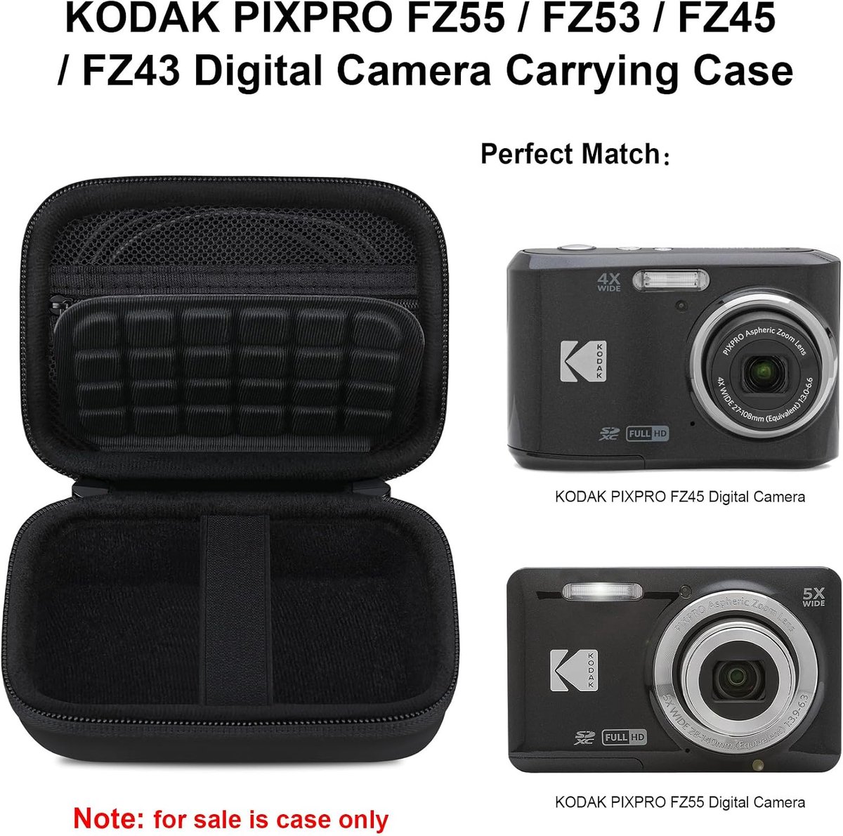 Elonbo Camera Bag for KODAK PIXPRO FZ55 / FZ53 / FZ45 / FZ43 16MP Digital Camera, Vlogging Camera Storage Bag Travel thumbnail 2