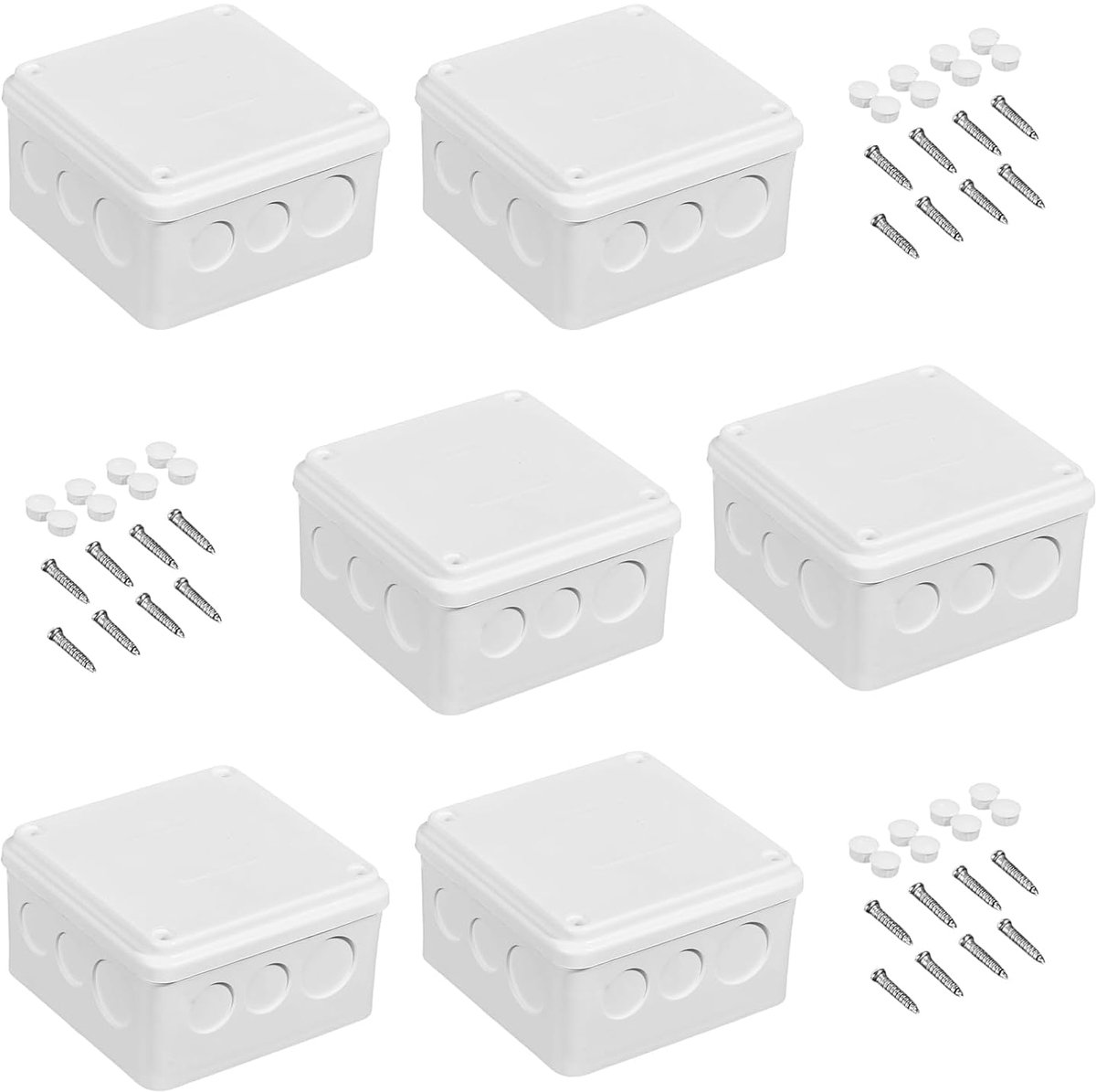 6 stuks aansluitdoos, waterdicht IP65: 100 x 100 x 50 mm, wit, waterdichte aansluitdoos, elektrische aansluitdoos voor - ShopVlot