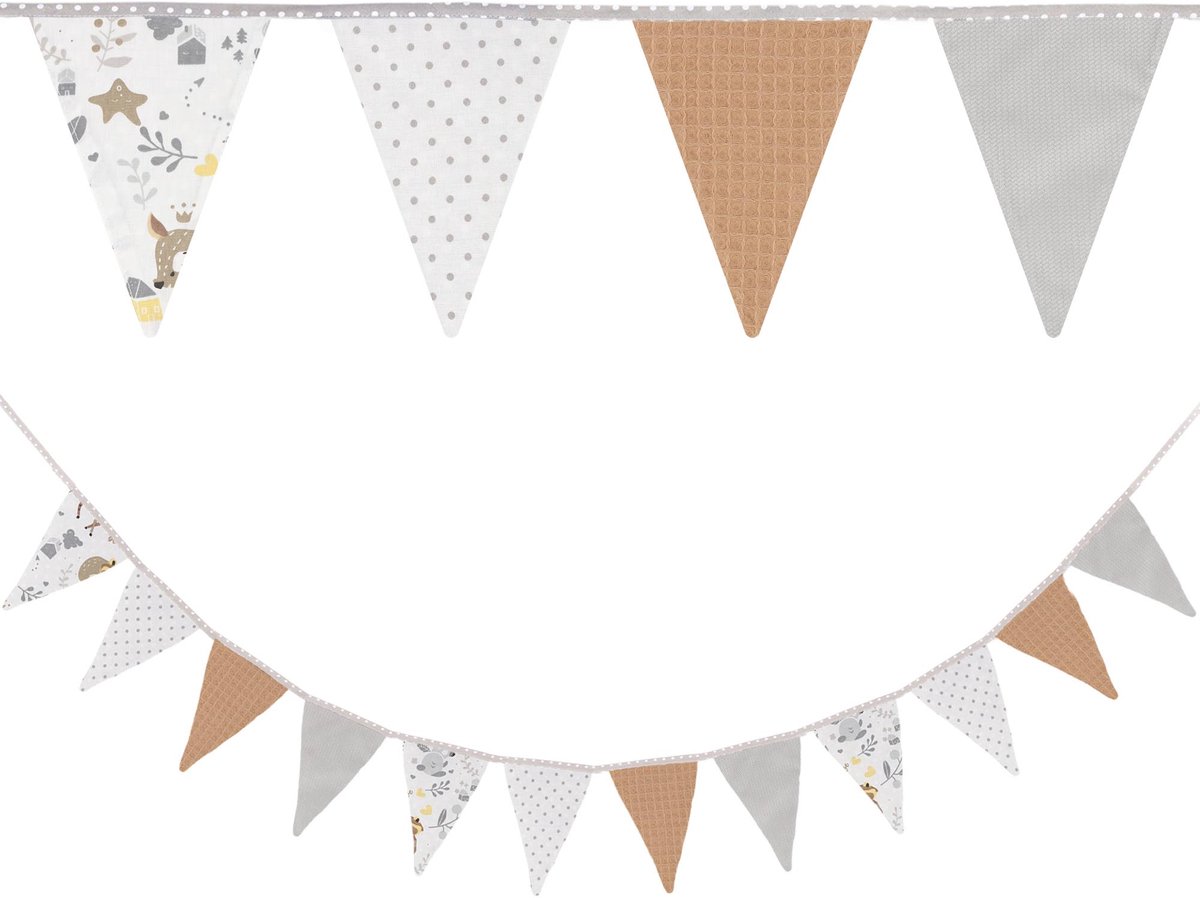 Wimpelketting Wimpelslinger Vlaggenlijn Kinderkamer - 350 cm 12 Driehoeken - Weerbestendige Stofdecoratie voor Verjaardag Feest Tuin Binnen Buiten Herbruikbaar Wasbaar