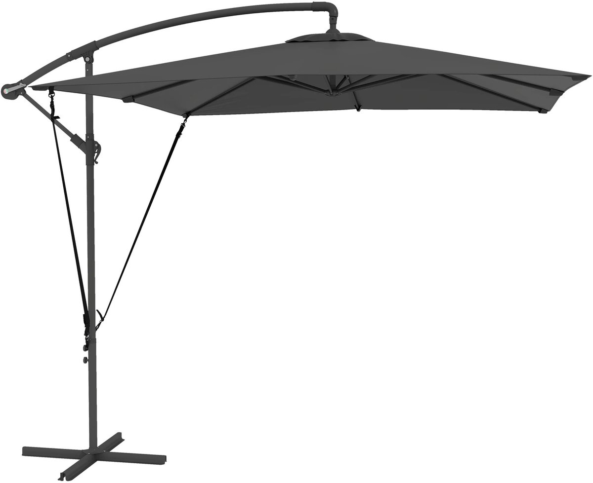 Archi Zweefparasol 2,5 × 2,5 M – Parasol - Verstelbaar – UV-bescherming – Inclusief Beschermhoes – Kruisvoet – Donkergrijs