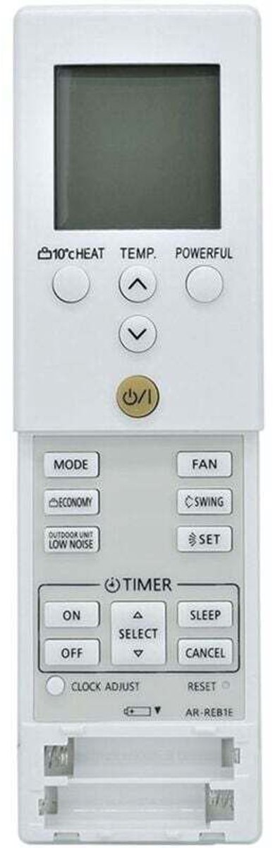De AR-REB1E afstandsbediening voor airconditioners is compatibel met de AR-REY1U, AR-REB2E en AOYG 09-12LD.