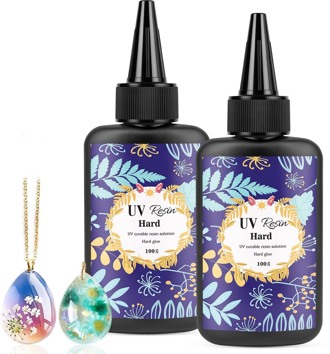 Solidchoice - Platte Fles met Blauw Etiket - 200 g UV-Hars voor Creatief Gebruik