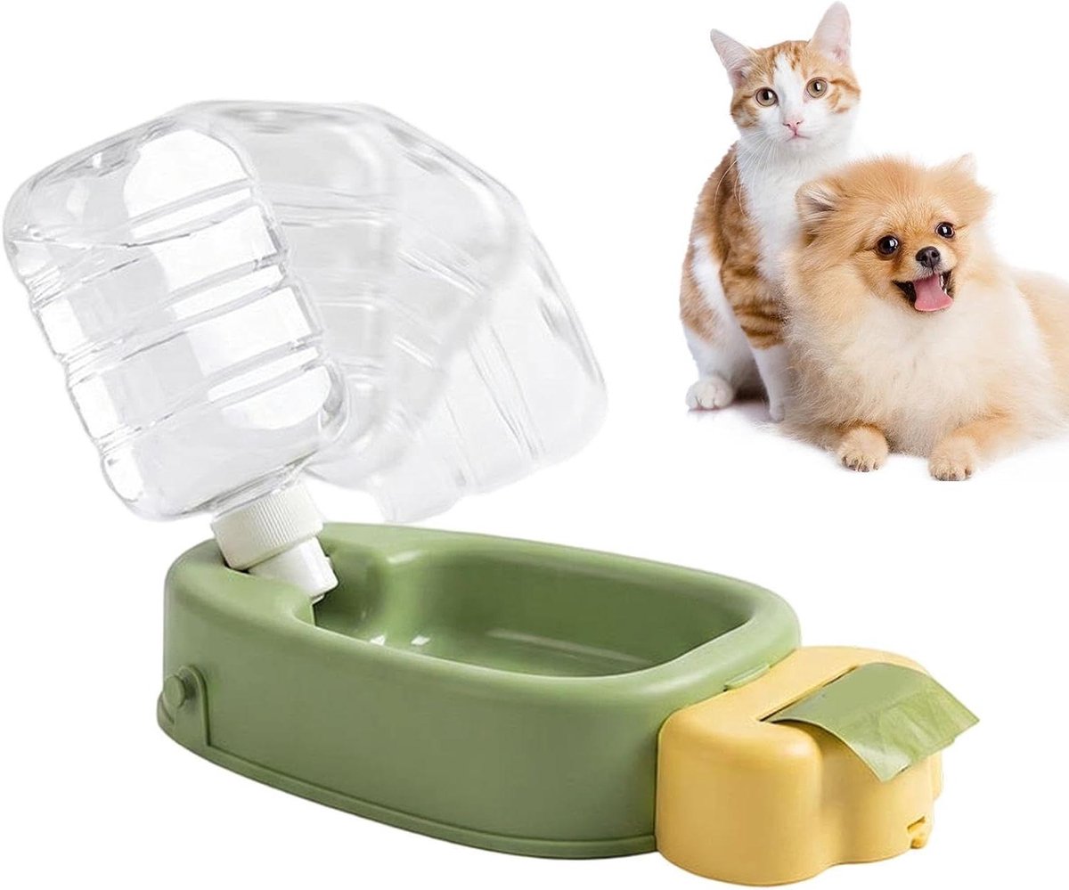 Honden Waterfles - Huisdier Drinkbeker - Reizen met Huisdier - Lekvrij Ontwerp - 450 ml - Groen