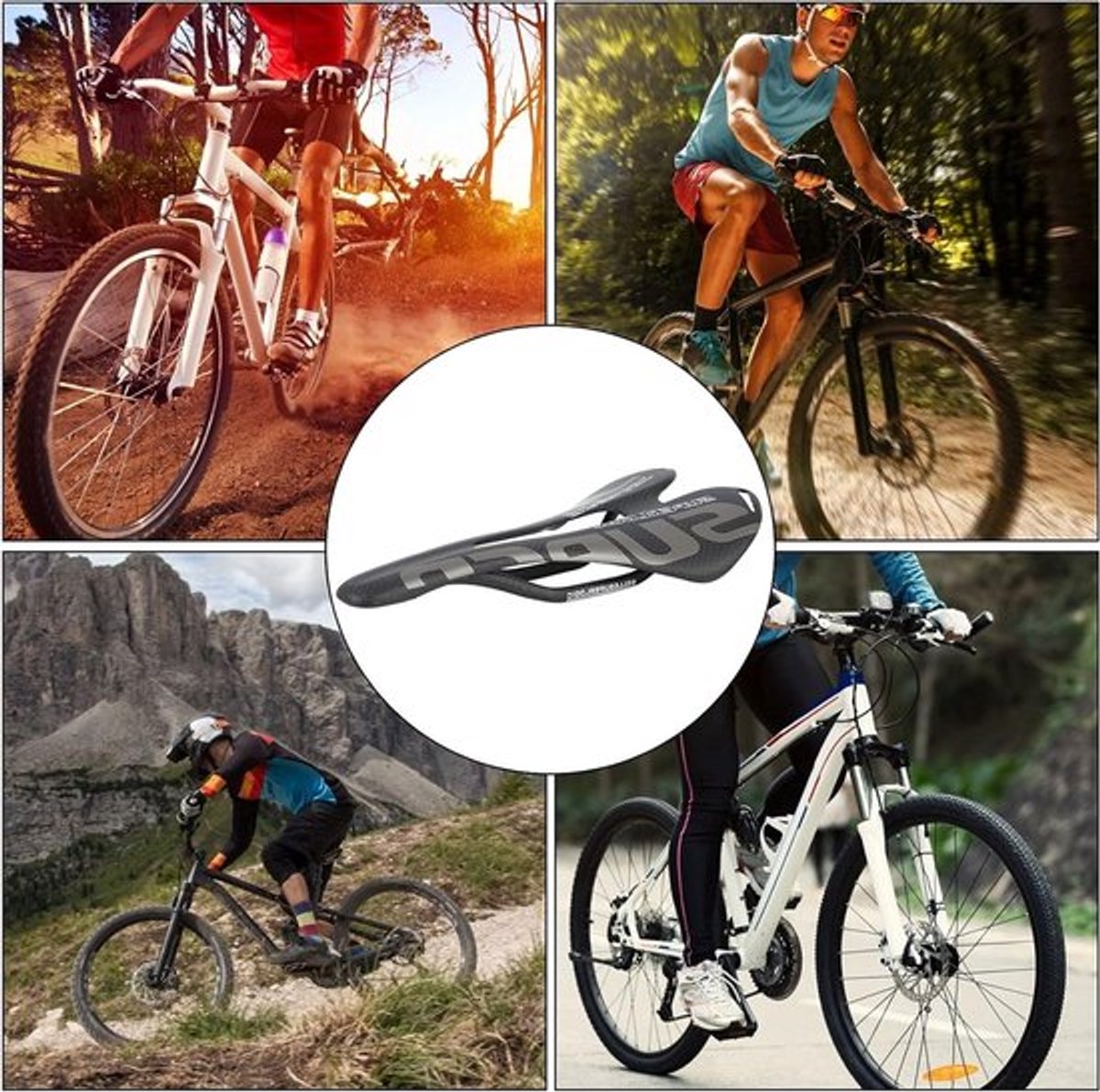 Lichte Carbon Fietszadel met Matte Afwerking - Comfortabele Vervangende Zadelpad voor Racefietsen en Mountainbikes