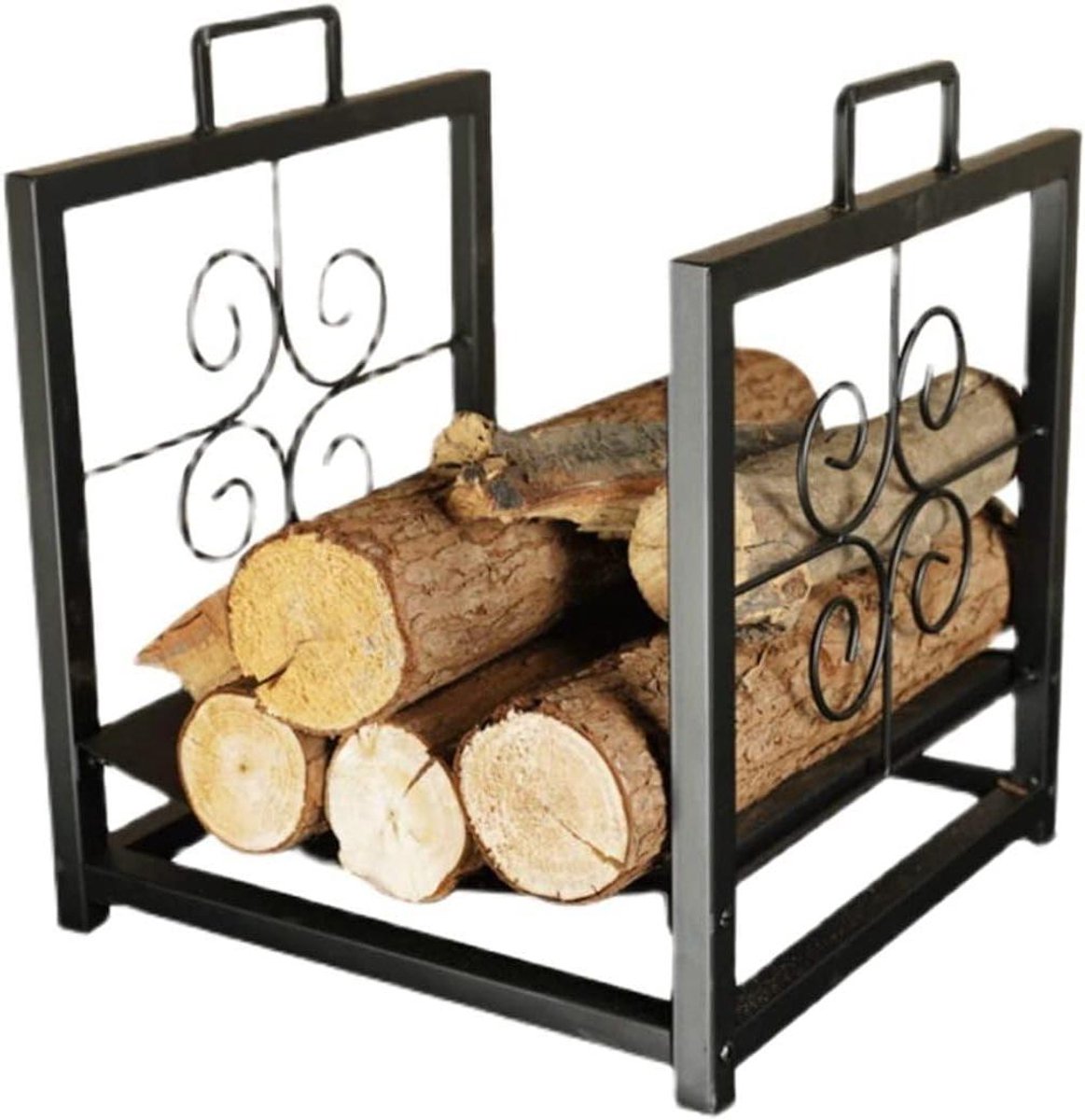 Houtrek Haardhout - Houtopslag Rek - Haardhout Opslag - Poedercoating - 41 x 36 x 36 cm - Zwart