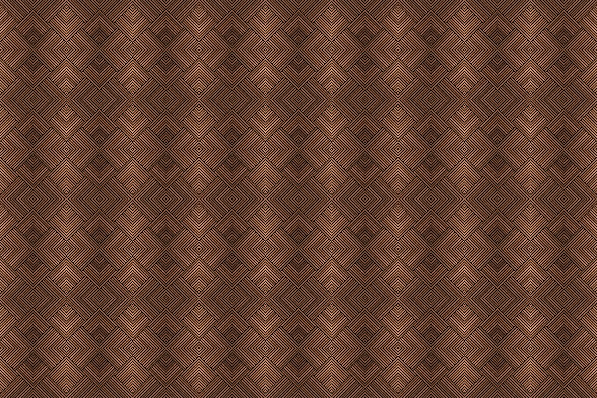 Ambiance Sticker Zelfklevende vinyl muurbekleding op rol per meter - Muursticker voor hoofdbord - BRUIN HOUT ART DECO - 120x180cm Multi color